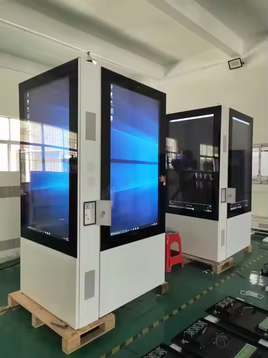 49 55 65 นิ้ว Outdoor Ag AR Glass 4K สองด้านป้ายดิจิตอลที่มี 4G